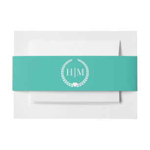 Einfaches minimalistisches Türkis-Teal-Monogramm Einladungsbanderole