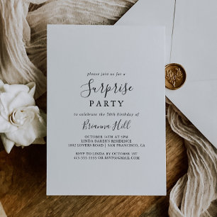 Einfaches Minimalistisches Überraschungs-Party Einladung