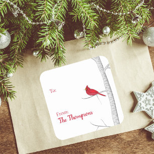 Einfaches Minimalistisches Watercolor Roter Kardin Quadratischer Aufkleber