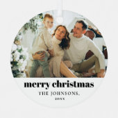 Einfaches Minimalistisches Weihnachts-Foto Ornament Aus Metall (Vorderseite)