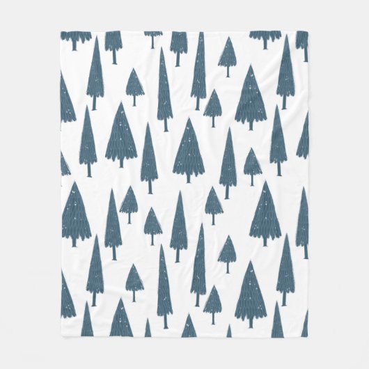 Einfaches Minimalistisches Winter Blue Pine Tree M Fleecedecke (Vorderseite)