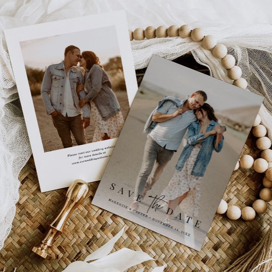 Einfaches Minimalistisches Zwei-Foto Save The Date