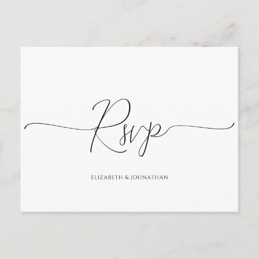 Einfaches Minimum an Script Black & White Wedding Postkarte (Vorderseite)