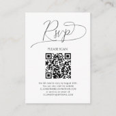 Einfaches Minimum an Skript QR Code Hochzeit RSVP Begleitkarte (Vorderseite)