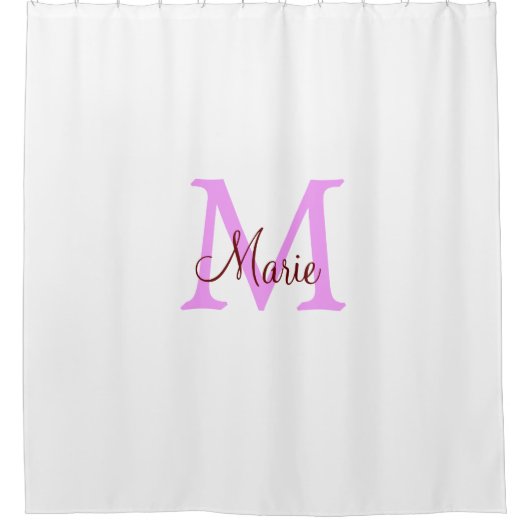 einfaches Minimum Name monogramm rosa rot Duschvorhang (Vorderseite)