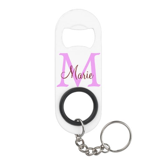 einfaches Minimum Name monogramm rosa rot Mini Flaschenöffner (Rückseite)