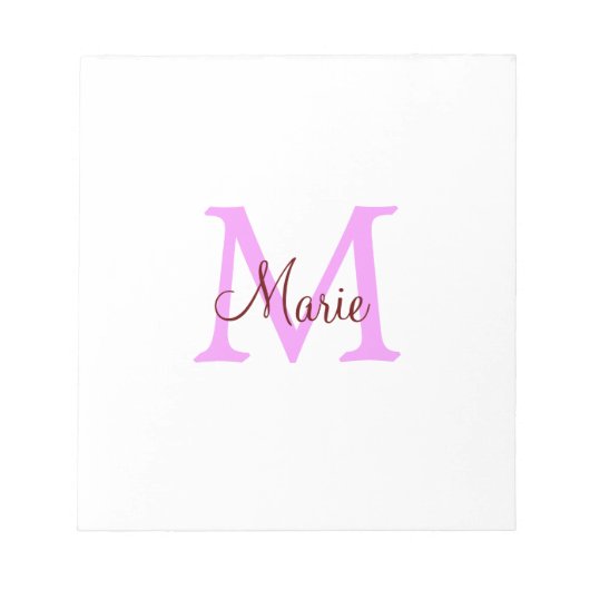 einfaches Minimum Name monogramm rosa rot Notizblock (Vorderseite)