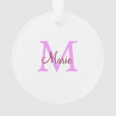 einfaches Minimum Name monogramm rosa rot Ornament (Rückseite)