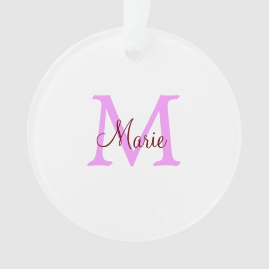 einfaches Minimum Name monogramm rosa rot Ornament (Vorderseite)