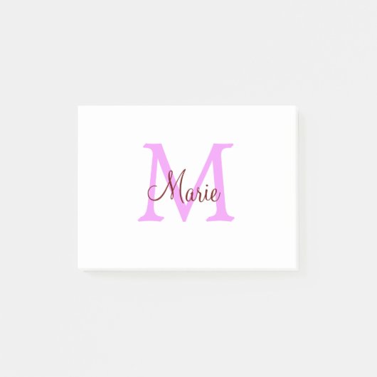 einfaches Minimum Name monogramm rosa rot Post-it Klebezettel (Vorderseite)