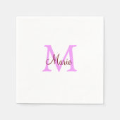 einfaches Minimum Name monogramm rosa rot Serviette (Vorderseite)