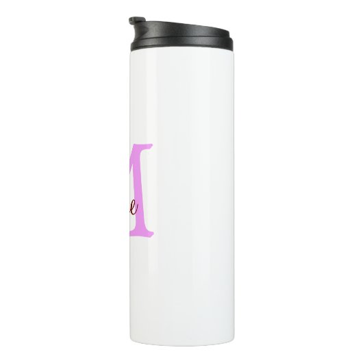 einfaches Minimum Name monogramm rosa rot Thermosbecher (Nach rechts gedreht)