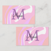 einfaches Minimum Name Monogramm rosa rote Wasserk Visitenkarte (Vorne/Hinten)