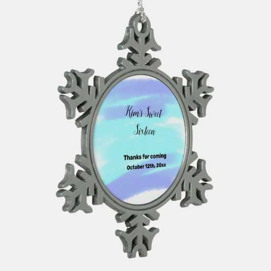 EINFACHES MINIMUM SWEET sixteen elegant custom mod Schneeflocken Zinn-Ornament (Links)