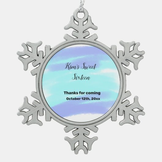 EINFACHES MINIMUM SWEET sixteen elegant custom mod Schneeflocken Zinn-Ornament (Vorderseite)