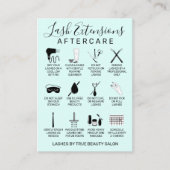 Einfaches Mint Green Lash Extensions Aftercare Sym Visitenkarte (Vorderseite)