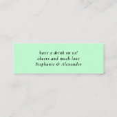Einfaches Mint Green New Wedding Drink Ticket (Rückseite)