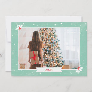 Einfaches Mintgrün Frohe Weihnachten Foto Mitteilungskarte
