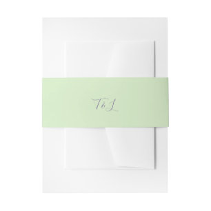 Einfaches Mintgrün Lavendel-Initialen-Hochzeit Einladungsbanderole