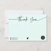 Einfaches Minze Grün dank Skript-Logo qr-Code Dankeskarte (Vorderseite)