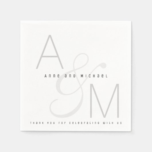 Einfaches Mit Monogramm Hochzeitsempfang-Party Serviette (Vorderseite)