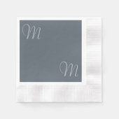 Einfaches Mit Monogramm Papier Napkins Grau Serviette (Vorderseite)