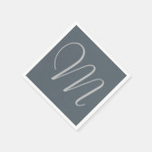 Einfaches Mit Monogramm Papier Napkins Grau Serviette (Ecke)