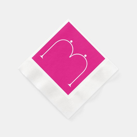 Einfaches Mit Monogramm Papier Napkins Rosa Serviette (Ecke)