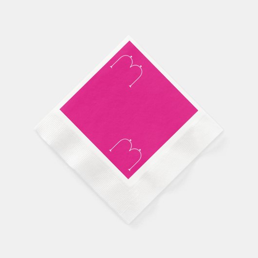 Einfaches Mit Monogramm Papier Napkins Rosa Serviette (Ecke)