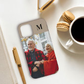 Einfaches Mit Monogramm Portrait Foto Beige Brown Case-Mate iPhone Hülle