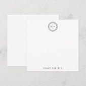 Einfaches Mit Monogramm Quadrat mit 2 Anfangskreis Mitteilungskarte (Vorne/Hinten)