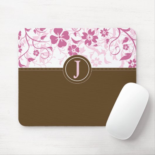 Einfaches mit Monogramm rosa Mousepad (Mit Mouse)