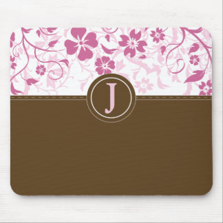 Einfaches mit Monogramm rosa Mousepad