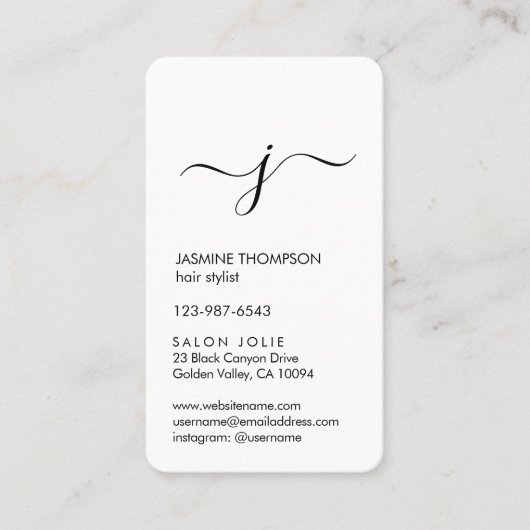 Einfaches Mit Monogramm Skript schwarz und weiß ve Terminkarte (Vorderseite)