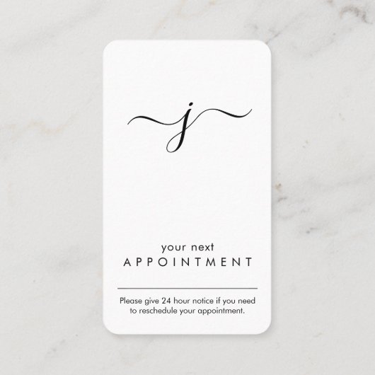 Einfaches Mit Monogramm Skript schwarz und weiß ve Terminkarte (Rückseite)