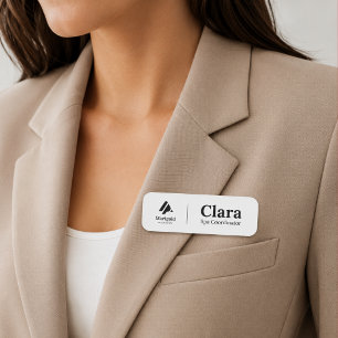 Einfaches Mitarbeiter-Logo mit Magnet oder Steckna Namensschild