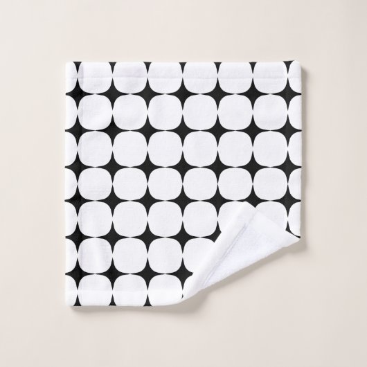 Einfaches Mittelalter Modernes Schwarz-Weiß-Muster Badhandtuch Set (Waschlappen)