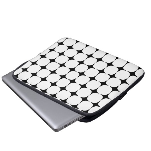Einfaches Mittelalter Modernes Schwarz-Weiß-Muster Laptopschutzhülle (Vorne Knopf)