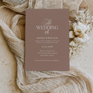 Einfaches Mocha Taupe Luxuriöse neutrale Hochzei Einladung