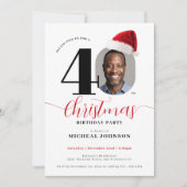 Einfaches Modern Christmas 40. Geburtstag Party Einladung (Vorderseite)