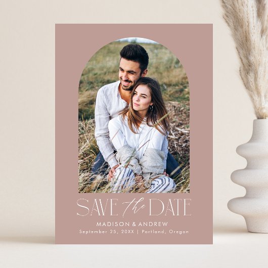Einfaches Modern Dusty Rose Arch Foto Save The Date