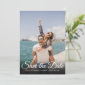 Einfaches Modern Save the Date Elegantes Script-Fo (Stehend Vorderseite)