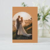 Einfaches Modern Terracotta Arch Foto Dank Karte (Stehend Vorderseite)