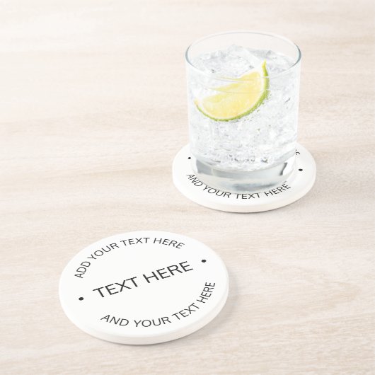 Einfaches, moderner bearbeitbarer Text | Weiß und  Getränkeuntersetzer (Seite)