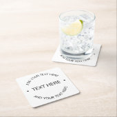 Einfaches, moderner bearbeitbarer Text | Weiß und  Rechteckiger Pappuntersetzer (Vor Ort)