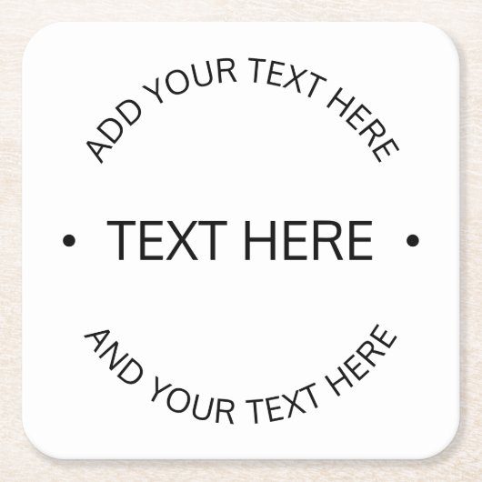 Einfaches, moderner bearbeitbarer Text | Weiß und  Rechteckiger Pappuntersetzer (Vorderseite)