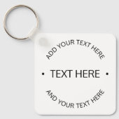 Einfaches, moderner bearbeitbarer Text | Weiß und Schlüsselanhänger (Vorderseite)