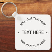 Einfaches, moderner bearbeitbarer Text | Weiß und Schlüsselanhänger (Vorderseite)