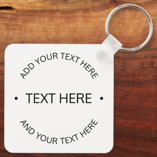 Einfaches, moderner bearbeitbarer Text | Weiß und Schlüsselanhänger (Rückseite)