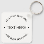 Einfaches, moderner bearbeitbarer Text | Weiß und Schlüsselanhänger (Rückseite)